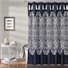 Lush Decor Tenda da doccia in tessuto bohémien con medaglione, stampa damascata con nappe, 183 x 183 cm, blu navy