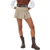 Koton Pleated Belt Detail Viscose Mix Skort Gonna, 14H (Brown Design), 44 da Donna
