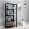 LBSIGN Libreria Industrial 5 Ripiani 64x30x150 Frida Effetto Marmo Nero
