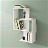 LBSIGN Libreria Sospesa 4 Mensole 60x20x90 Design Moderno Alain Bianca