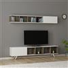 LBSIGN Mobile TV Con Piedini 180 Cm Con Mensola Superiore Priscilla Bianco E Noce