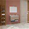 CAPALDO Mobile Bagno Sospeso 2 Ante 80 Cm Oslo Rovere Fumo