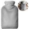 OVOOKER Borsa Acqua Calda con Coperchio Morbid in Peluche - Bottiglia d'acqua Calda da 2L a Prova di Perdite con Tasca a Canguro, Borse Calde per Bambini e Adulti, Fornire Calore e Comfort, Grigio