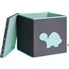 LOVE !T STORE !T LOVE IT STORE IT Cubo Portaoggetti Con Coperchio - Tessuto Resistente - Pieghevole - Rinforzi In Legno - Kallax Contenitori - 33x33x33cm - Grigio Con Fantasia A Tartaruga In Blu