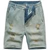 Harbrosrce Pantaloncini in Blu Denim Uomini Strappati Shorts Cotone Jeans Pantaloni Corti Bermuda Estivi con tasconi Laterali