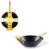 School of Wok Star-Wok Antiaderente in Acciaio al Carbonio, 35,6 cm, esmalte, Argento, 35x15x59 cm