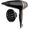 Remington D5715 Asciugacapelli Thermacare Pro, ionico, 2300 W, basso rumore, diffusore e concentratore, portata 85 km/h, nero e grigio
