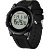Forrader Orologio digitale da uomo, impermeabile, militare, tattico, sportivo, minimalista, ultra sottile, Nero/Bianco, Cinturino