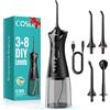 COSLUS C30 Idropulsore Dentale Portatile: 300ml Irrigatore Orale Senza Fili, 4 Modalità Idropulsore Dentale, Vincitore del Test 30 Giorni, Facile da Usare, IPX7 Impermeabile, Nero