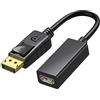 EasyULT Adattatore DisplayPort a HDMI, Cavo DP Maschio su HDMI Femmina, 1080P Risoluzione 4K Convertitore, per HDTV, Monitor, Proiettori, Desktop, Portatili e Altri(Nero)