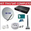 WWIO Unico Pro Kit Parabola Antenna Satellitare 80cm Con Decoder Tivusat HD Con Scheda Tv Sat @