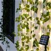 Ninonly Catena Luminosa Solare Esterno, 7m 50LED Edera Finta Catena Luci, 8 Modalità Edera Artificiale Luci Giardino Esterno Impermeabili, Decorazioni Giardino per Balcone Matrimoni Cortile Feste Natale