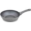 Menax Space Home - Padella Wok di Alluminio Forgiato con Antiaderente StoneTech a 5 Strati - Grigio Effetto Pietra - Ø 24 cm