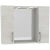 Savini Specchio da bagno con luce led rettangolare con mobiletto contenitore rovere bianco 2 ante 4196LED