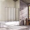 OCEAN ITALY S.R.L. OCEAN ITALY Parete per Vasca da Bagno Doccia 120x140 cm 5 Ante Pieghevoli a Libro Vetro Temperato Trasparente 4 mm Incorniciato Cromato Lucido
