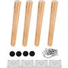 Drenky 4 pz 25 cm Gambe per mobili in legno Gambe per tavoli in legno massello affusolato Gambe per divani oblique Piedini per mobili di ricambio con viti per piastra di montaggio e protezione antiscivolo