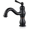 Kisimixer Rubinetto Miscelatore da Bagno Vintage Nero Antico Lavabo Girevole a 360°, Rubinetto Monocomando Bagno Ottone, Calda e Fredda