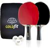 GOLDMAN SERVICE Racchetta ping pong con 2 racchette da ping pong professionale, ideale per principianti e professionisti, completo di 3 palline, per gioco all'aperto e competizioni, con protezione pratica