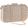 missfiona Borsa da sera da donna con pochette in pelle PU, taglio laser, Beige