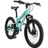 BIKESTAR MTB Mountain Bike Sospensione Completa per Bambini 6 Anni | Bicicletta 20 Pollici 7 velocità Shimano, Freni a Disco | Menta