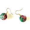 Lunix Orecchini Pon Pon Natalizi Rossi e Verdi Idea Originale per Regalo Natale,Fatto a Mano, Gioielli Donna