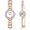 Clastyle Set di Orologio Donna e Bracciale Orologio Strass Donna Orologio Polso Oro Rosa Orologio Donna Bracciale Gioiello Regalo