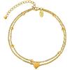 VICKWOOD Cavigliera per donne in acciaio inox 21cm - 30cm Extra lunga con cuore, cavigliera per donne in oro/oro rosa/argento/nero, impermeabile, placcata in oro 18K, cavigliera regalo, 30 cm, Acciaio