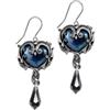 Alchemy Gothic England Affaire du Coeur Crystal Blue Enamel Baroque Skull Dropper Earrings