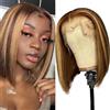 TNICE Bob Wig Human Hair Lace Front Wigs 13x4 Lace Frontal Brazilian Straight Bob Wig 180% Density Short Wigs for Black Women Highlight Blonde #4/27 Colour (8 inch)