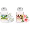 Yankee Candle Candela Profumata In Giara Grande, Rose Appena Recise, Durata Fino A 150 Ore & Candela profumata | Giara grande Clean Cotton | Candele a lunga combustione