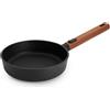 Woll Eco Logic QXR - Padella piatta in ghisa induttiva, diametro 20 cm, altezza 5 cm, con manico in legno rimovibile e sostenibile, adatta per tutti i piani cottura, senza PFAS, rivestimento