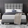 Yaheetech Struttura Letto con Testiera Imbottita Supporto di Doghe in Legno Testiera Quadrata Altezza Regolabile Moderno Grigio Chiaro 140 x 200 cm