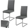 Juskys Sedia Swing a sbalzo Vegas Set di 2 - Sedia da pranzo con struttura in metallo e rivestimento in ecopelle - Sedia da cucina moderna colore grigio