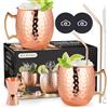 RYLIFEOGI Bicchieri Moscow Mule Set 2, 19oz Tazze Rame con Jigger Cannucce Regalo per Bar, Festa a Casa