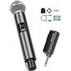 FDUCE W30, microfono wireless UHF dinamico, ricevitore ricaricabile con pulsante di regolazione del volume, per karaoke, canto, feste in famiglia (60 m)