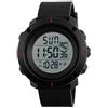 Gosasa Orologio Unisex Adulto Multifunzione Cronometro Impermeabile LED Digitale Analogico, Rosso, Cinturino in Poliuretano, 52 mm, 3 ATM, Al Quarzo, Fibbia