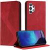 Fatcatparadise Cover per Samsung Galaxy A32 5G, Custodia Samsung A32 5G, Cover a Libro Wallet in Pelle Premium Protettiva Portafoglio Antifurto Magnetica Flip Telefono Case per Galaxy A32 5G (Rosso)