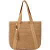 Syrads Paglia Borsa Da Spiaggia per Le Donne Estate Tessuto Tote Bag Borsa A Tracolla Boho Hobo Bags,Marrone