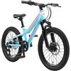 BIKESTAR MTB Mountain Bike Alluminio per Bambini 6-9 Anni | Bicicletta 20 Pollici 7 velocità Shimano, Hardtail, Freni a Disco, sospensioni | Turchese Bianco