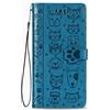 Fertuo Cover Oppo A9 2020 / A5 2020, Custodia Portafoglio a Libro in Pelle Flip Cover con Porta Carte, Chiusura Magnetica [Disegni di Gatto Cane] Case Antiurto per Oppo A9 2020 / A5 2020, Blu