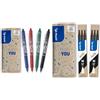 Pilot Frixion Ball Clicker, Set Di 4 Penne A Scomparsa & FriXion, 2 set da 3 Ricariche per penna cancellabile Frixion Ball e Frixion Ball Clicker, Colore Nero, Punta Media
