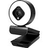 LogiLink UA0384 - Webcam Full HD USB, 76°, doppio microfono, messa a fuoco automatica, luce ad anello, treppiedi