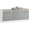 SoBuy Panca scarpiera Cassapanca da Interno Mobile Bagno con 3 cesti Bianco e grigio L102*P32*A45cm FSR65-DG