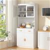VOWNER Credenza Cucina Alta, Cucina Dispensa, Mobile Buffet, Mobile Dispensa con 4 Armadietti, Armadio Dispensa, 2 Ripiani Regolabili, MDF, 80L x 40W x 181H cm (Bianco)