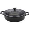 Elo 3382826 casseruola in ghisa smaltata antiaderente bassa con coperchio, grigio classico, adatta al forno, pentola a cottura a induzione, 28 cm, 3 l, 2-4 persone