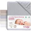 babybay Lenzuolo con angoli elasticizzati in jersey Deluxe per i modelli Maxi, Midi, Molle, Comfort e Comfort Plus, grigio, 89 x 50 cm (confezione doppia)
