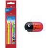 Faber-Castell 110994 - Matite colorate Jumbo Grip Neon con confezione da 5 (1, scatola con coleottero)