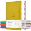 ZenART Supplies ZenART Quaderno Puntinato In Ecopelle per Appunti, 17,8 x 25,4 cm (B5), 120 GSM, Colori Vivaci, Bordo con Motivo Giapponese - Apertura a 180° con Griglia Punteggiata Per Personalizzare La Tua Agenda