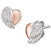 Engelsrufer ERE-LILHEARTWING-BI - Orecchini da donna a forma di cuore bicolore in argento Sterling, con chiusura a incastro, 6 zirconi bianchi, senza nichel, 9 mm, 0,9 cm, Argento sterling, Zirconia