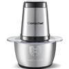 AMZCHEF Tritacarne elettrico- AMZCHEF Tritacarne con ciotola in acciaio inox da 1.5L- 500W tritacarne con 2 impostazioni di velocità-macina carne con 4 lame per macinare carne, cipolle, frutta e verdura.